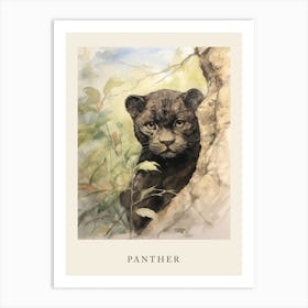 Beatrix Potter Inspired  Animal Watercolour Panther 2 Art Print