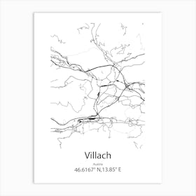 Villach,Austria Minimalist Map Art Print