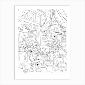 The Blue Fairy S Workshop (Pinocchio) Fantasy Inspired Line Art 4 Art Print