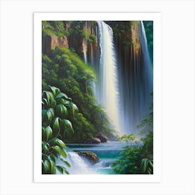 Manawaiopuna Falls, United States Peaceful Oil Art  Art Print