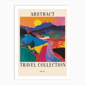 Abstract Travel Collection Poster Bhutan 3 Art Print