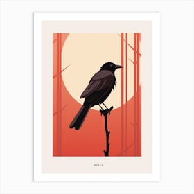 Minimalist Raven 4 Bird Poster Art Print