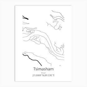 Tsimasham,Bhutan Minimalist Map Art Print