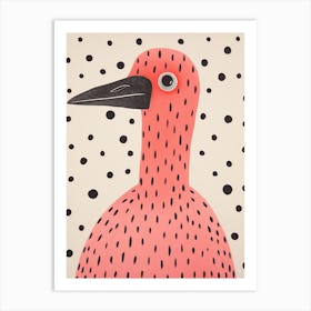 Pink Polka Dot Crane 1 Art Print