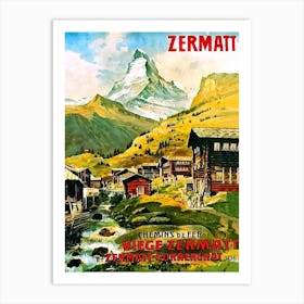 The Village Under Zermatt, Switzerland Art Print