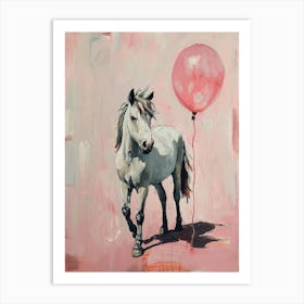 Cute Horse 2 With Balloon Art Print