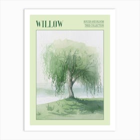 Willow Tree Atmospheric Watercolour Painting 4 Poster Art Print