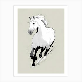 White Horse Running Art Print