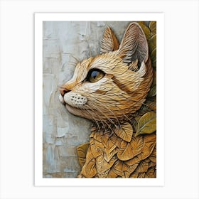 Exotic Shorthair Cat Relief Illustration 4 Art Print