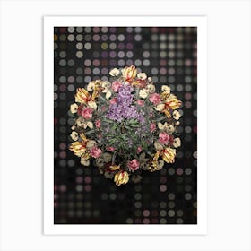 Vintage Persian Lilac Flower Wreath on Dot Bokeh Pattern n.0419 Art Print