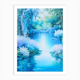 Water Gardens Waterscape Marble Acrylic Painting 1 Art Print