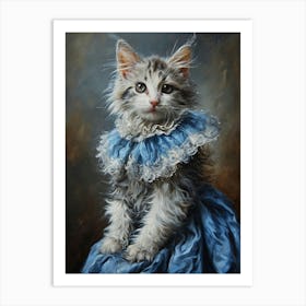 Cat In Blue Ruffled Dress Rococo Inspired 2 Art Print