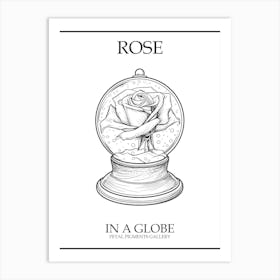 Rose In A Globe Line Drawing 4 Poster Art Print