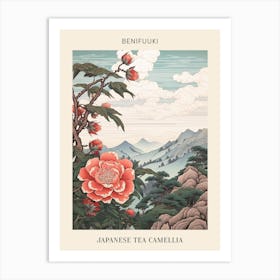 Benifuuki Japanese Tea Camellia 2 Japanese Botanical Illustration Poster Art Print