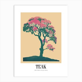 Teak Tree Colourful Illustration 1 Poster Art Print