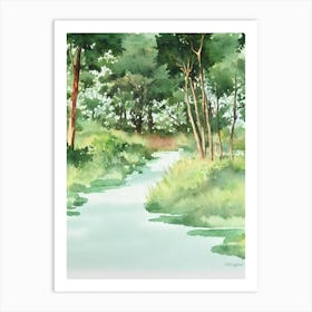 Salonga National Park The Democratic Republic Of The Congo Water Colour Poster Art Print