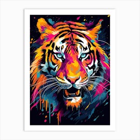 Tiger Art In Abstract Art Style 4 Art Print