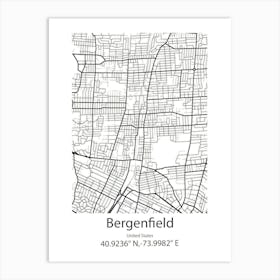 Bergenfield,United States Minimalist Map 1 Art Print