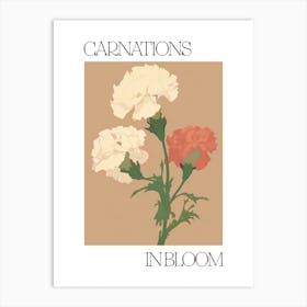 Carnations In Bloom Flowers Bold Illustration 1 Art Print