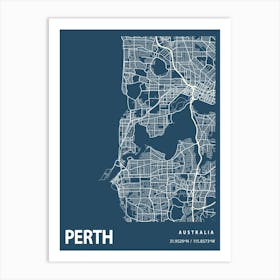 Perth Blueprint City Map 1 Art Print