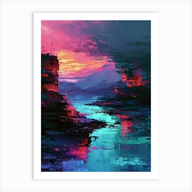 Abstract - Sunset | Pixel Art Series Art Print