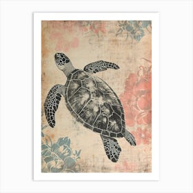 Ornamental Wallpaper Inspired Sea Turtle 3 Art Print