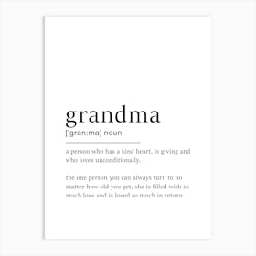 Grandma Definition - Gift for Grandma Art Print