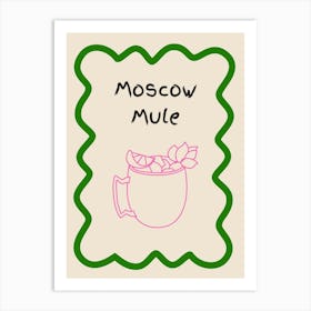 Moscow Mule Doodle Poster Green & Pink Art Print