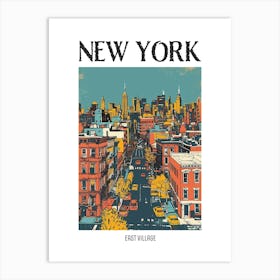 East Village New York Colourful Silkscreen Illustration 4 Poster Art Print