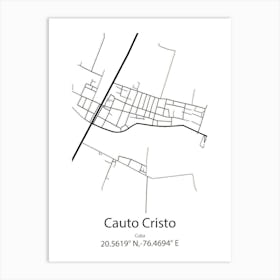 Cauto Cristo,Cuba Minimalist Map Art Print