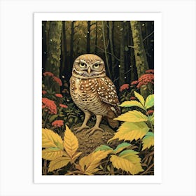 Burrowing Owl Relief Illustration 3 Art Print