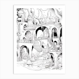 The Cave Of Wonders (Aladdin) Fantasy Inspired Line Art 6 Art Print