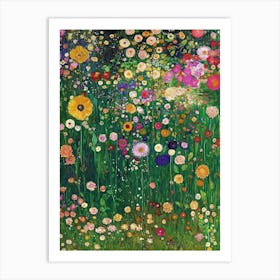 Gustav Klimt Wild Flower Garden Vintage  Art Print