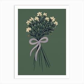Floral Bouquet With Bow Sage Green and Cream Art Print