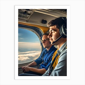 Two Pilots In An Airplane - Reimagined Art Print