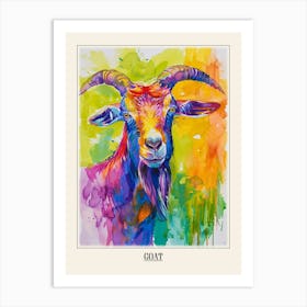 Goat Colourful Watercolour 1 Poster Art Print