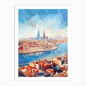 Barcelona, Spain, Geometric Illustration 3 Art Print