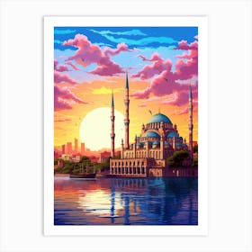 Sleymaniye Mosque Pixel Art 6 Art Print
