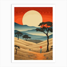 Tottori Sand Dunes, Japan Vintage Travel Art 2 Art Print