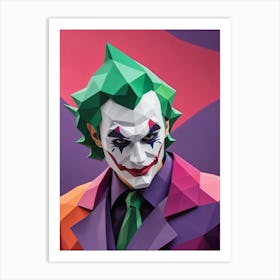 Joker Portrait Low Poly Geometric (30) Art Print