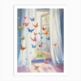 Pastel Schmetterlinge Malerei, Sommer Artprint, bunte fliegende Schmetterlinge 1 Art Print