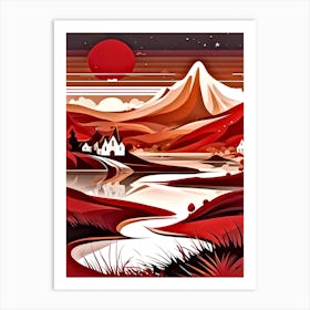 Red Sunset In Scotland Art Print