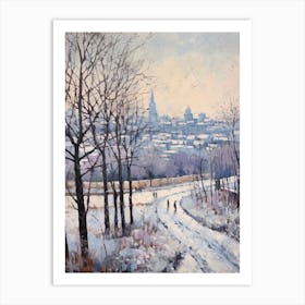 Winter City Park Painting Kalemegdan Park Belgrade Serbia 4 Art Print