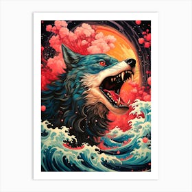 Wolf In The Sea 2 Art Print