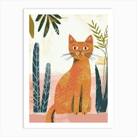 Somali Cat Storybook Illustration 2 Art Print