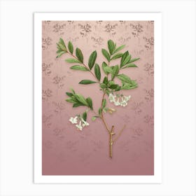 Vintage White Honeysuckle Plant Botanical on Dusty Pink Pattern n.1778 Art Print