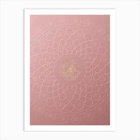 Geometric Gold Glyph on Circle Array in Pink Embossed Paper n.0019 Art Print