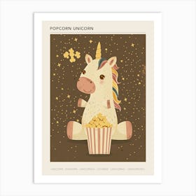 Muted Pastels Unicorn Eating Popcorn 2 Poster Art Print