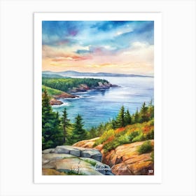 Acadia National Park Watercolor Painting Art Print