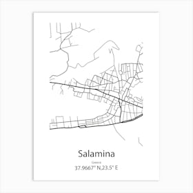 Salamina,Greece Minimalist Map Art Print